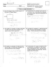 5) and (5, 2. . Unit 8 quadratic equations homework 13 quadratic equation word problems answers